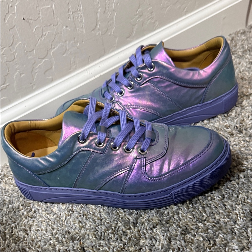John Fluevog Iridescent metallic Purple Lopro Leeside Sneakers size M7/W9